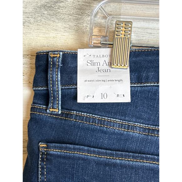 Talbots women's 10 slim ankle blue jean denim dark wash new with tag casual pant - Picture 6 of 8